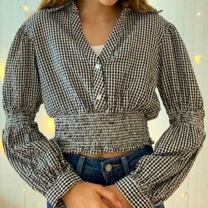 Black and white blouse top